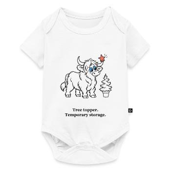 Highland-Kuh hält den Weihnachtsbaum-Topper - Baby Premium Kurzarmbody - Weiß - Vorne