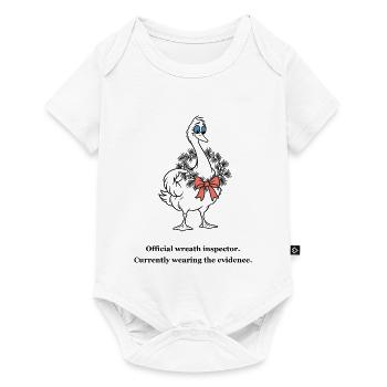 Christmas Goose trägt den Kranz-Beweis - Baby Premium Kurzarmbody - Weiß - Vorne