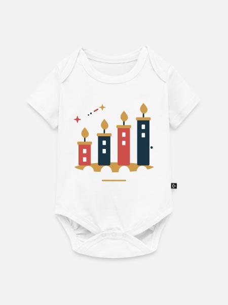 Adventstadt im Kerzenlicht – Weihnachtsmotiv - Baby Premium Kurzarmbody - Weiß