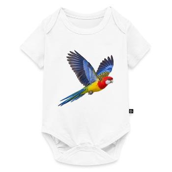 Prachtrosella im Flug – Sittich in bunten Farben - Baby Premium Kurzarmbody - Weiß - Vorne