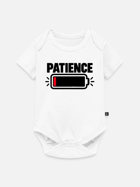 PATIENCE Akku Fast Leer - Baby Premium Kurzarmbody - Weiß