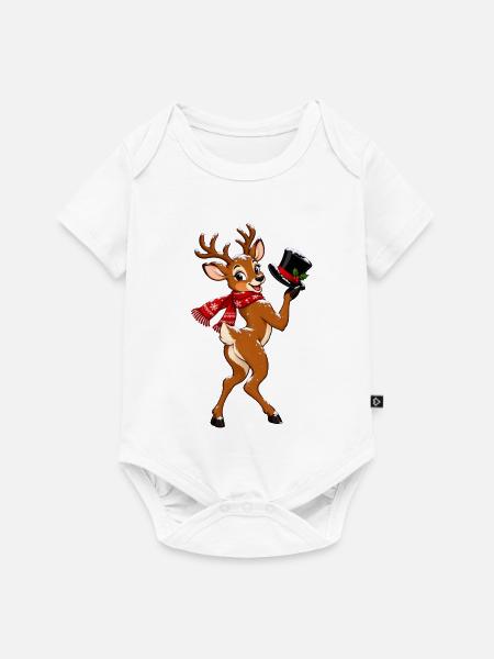 Winterhirsch mit Schal - Baby Premium Kurzarmbody - Weiß