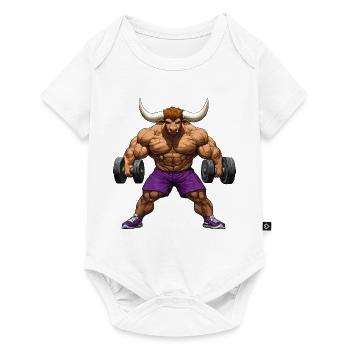Starker Fitness Stier - Baby Premium Kurzarmbody - Weiß - Vorne