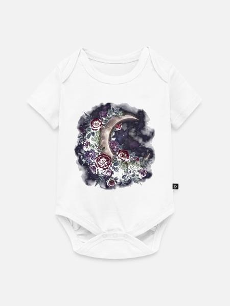 Mondrose im Sternenhimmel - Baby Premium Kurzarmbody - Weiß