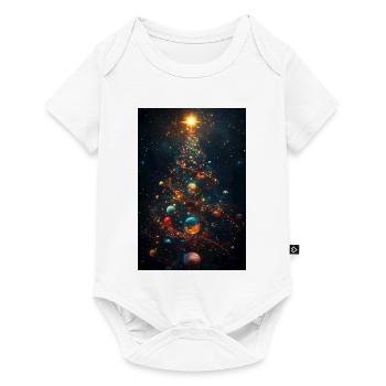 Kosmischer Weihnachtsbaum mit Planetenschmuck - Baby Premium Kurzarmbody - Weiß - Vorne