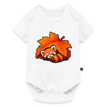 Roter Panda Ahornblatt Herbst Niedlich T-Shirt - Baby Premium Kurzarmbody - Weiß - Vorne