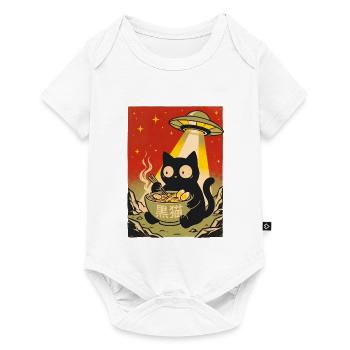 Schwarze Katze Ramen UFO Retro - Baby Premium Kurzarmbody - Weiß - Vorne