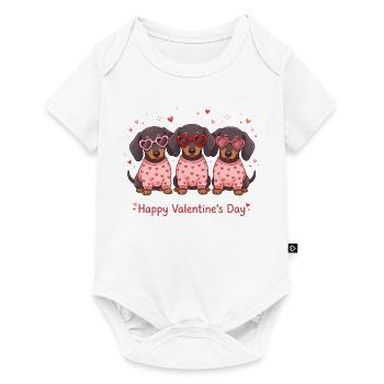 Süße Dackelwelpen – frohes Valentinstags-Tee - Baby Premium Kurzarmbody - Weiß - Vorne