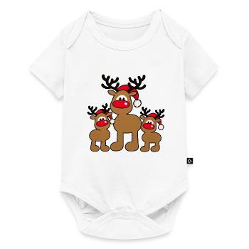 Weihnachtselche – Süße Elchfamilie  - Baby Premium Kurzarmbody - Weiß - Vorne