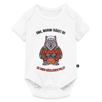 Hässlicher Weihnachtspullover – Wolf & Oma - Baby Premium Kurzarmbody - Weiß - Vorne