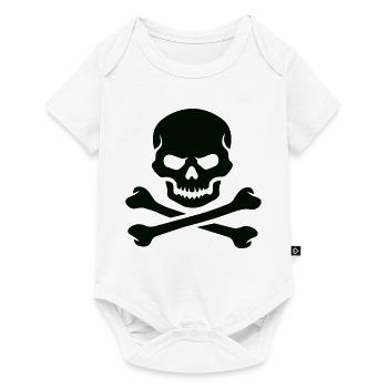 Totenkopf und gekreuzte Knochen Fettes Emblem - Baby Premium Kurzarmbody - Weiß - Vorne