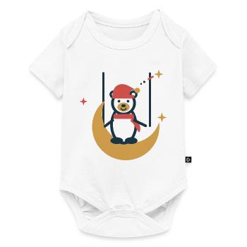 Eisbär auf der Mondschaukel – Wintertraum - Baby Premium Kurzarmbody - Weiß - Vorne