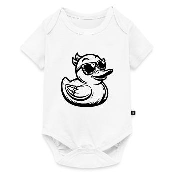 Gummiente mit Sonnenbrille - Baby Premium Kurzarmbody - Weiß - Vorne