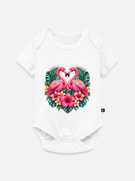 Niedlicher Flamingo Süße Flamingos - Baby Premium Kurzarmbody - Weiß