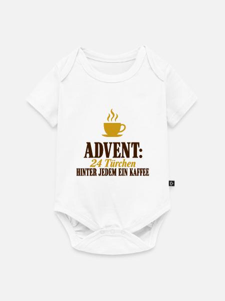 Advent Kaffee 24 Türchen Adventskalender Spruch - Baby Premium Kurzarmbody - Weiß