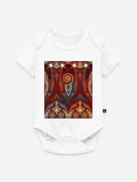 Weihnachtspiralmuster mit Raben Silhouette - Baby Premium Kurzarmbody - Weiß