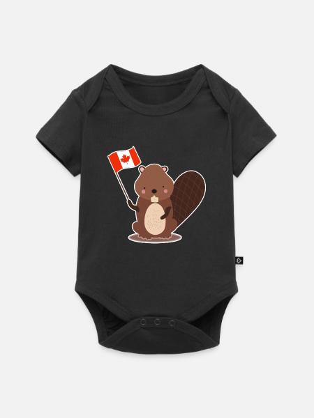 Pfiffiger Biber Flussdamm Naturschutz - Baby Premium Kurzarmbody - Schwarz