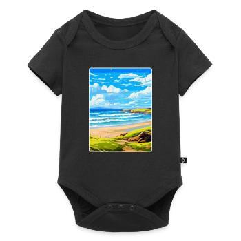 Constantine Bay Cornwall England Vereinigtes Königreich Reiseposter - Baby Premium Kurzarmbody - Schwarz - Vorne