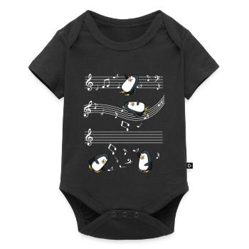 Musical penguins on music bar - Baby Premium short-sleeve bodysuit - black - Front