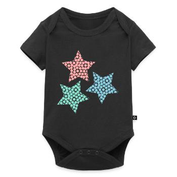 STERN. STERNE. STERN. STERNE. FEST. JAHRESTAG - Baby Premium Kurzarmbody - Schwarz - Vorne