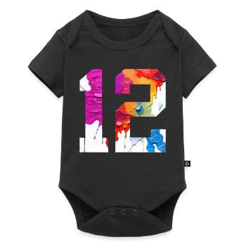 FARBIG NUMMER 12 BUNT 12. GEBURTSTAG - Baby Premium Kurzarmbody - Schwarz - Vorne