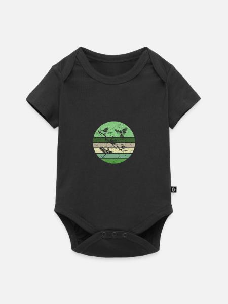 Vögel auf einem Zweig - Baby Premium Kurzarmbody - Schwarz