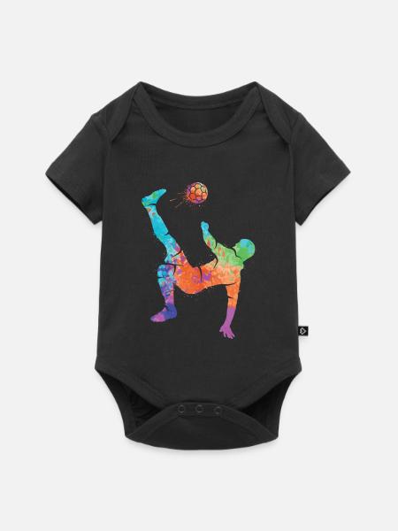 Fußball spielen Fußballer Kinder Fussball Jungen - Baby Premium Kurzarmbody - Schwarz