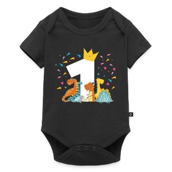 1. Baby Geburtstag - Baby Premium Kurzarmbody - Schwarz - Vorne