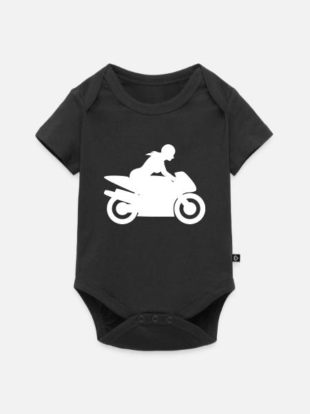 Motorradfahrerin Bikerin - Baby Premium Kurzarmbody - Schwarz