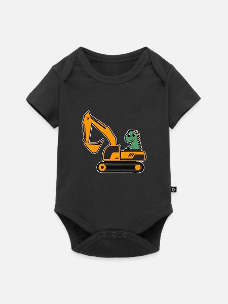 Dino Bagger - Baby Premium Kurzarmbody - Schwarz