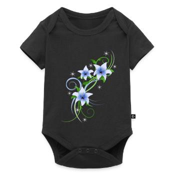 Blumen Lilien Garten Stauden Blüten Orchidee - Baby Premium Kurzarmbody - Schwarz - Vorne