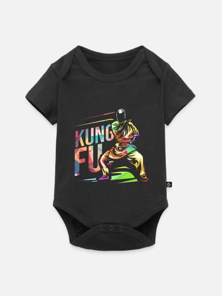 Blitzschneller Kung Fu Schwarzgurt - Baby Premium Kurzarmbody - Schwarz