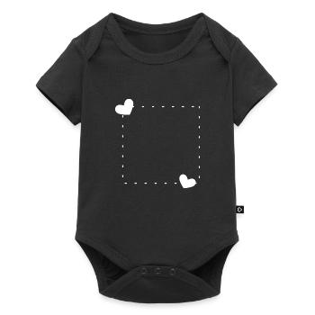 Herz Rahmen Ornament Linie Weiß - Baby Premium Kurzarmbody - Schwarz - Vorne