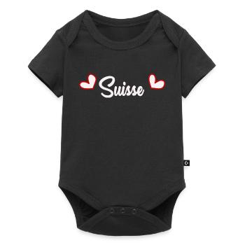 SUISSE. HUMOUR. PAYS. DRAPEAU. GENEVE. LAUSANNE - Body à manches courtes Premium Bébé - noir - Devant
