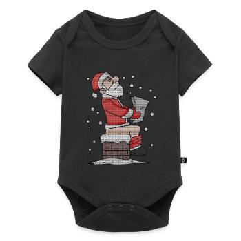 Weihnachtsmann sitzt auf dem Kamin lustig - Baby Premium Kurzarmbody - Schwarz - Vorne