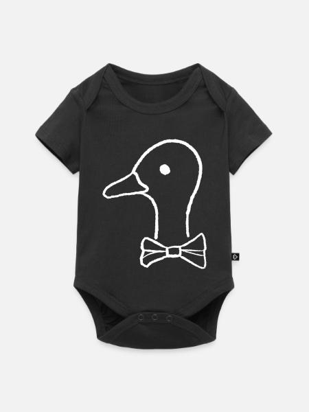 Ente mit Fliege - Baby Premium Kurzarmbody - Schwarz