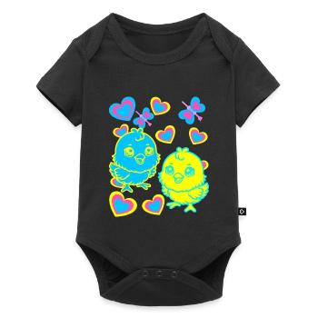 Küken Ostern Kind Kinder - Baby Premium Kurzarmbody - Schwarz - Vorne