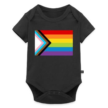 LGBT Pride Flag / Neue Regenbogen Progress Flagge - Baby Premium Kurzarmbody - Schwarz - Vorne