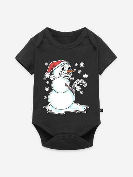 Schneemann lustig - Baby Premium Kurzarmbody - Schwarz