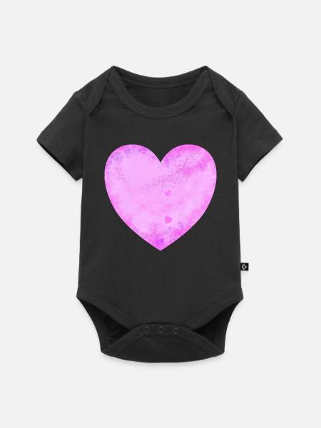 rosa Herz - Baby Premium Kurzarmbody - Schwarz