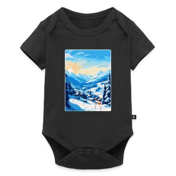Saalbach Österreich Vintage Reiseplakat Souvenir - Baby Premium Kurzarmbody - Schwarz - Vorne