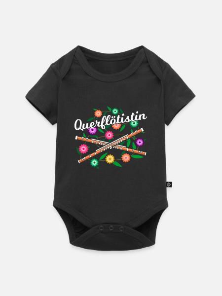 Querflötistin Querflöte Blumen Querflötenspielerin - Baby Premium Kurzarmbody - Schwarz