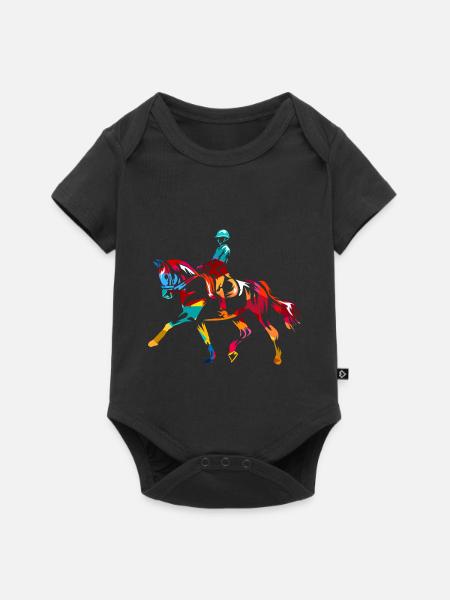 Filigrane Dressurarbeit Reitkunst - Baby Premium Kurzarmbody - Schwarz