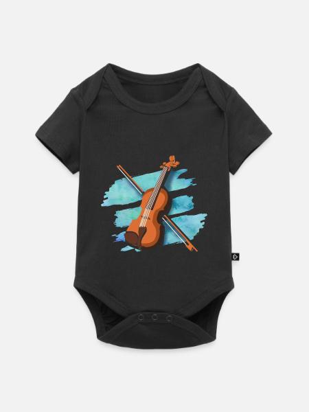 Eleganter Geigenbogen Virtuose - Baby Premium Kurzarmbody - Schwarz