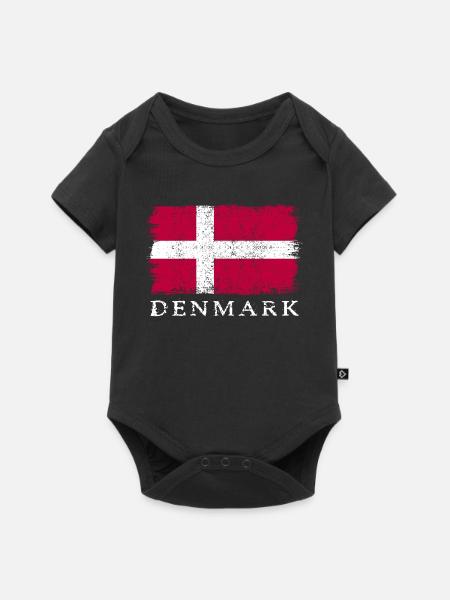 Dänemark Dänische Flagge Dänemarkflagge - Baby Premium Kurzarmbody - Schwarz