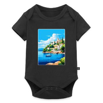Porto Heli Greece Vintage Travel Poster Souvenir - Baby Premium short-sleeve bodysuit - black - Front