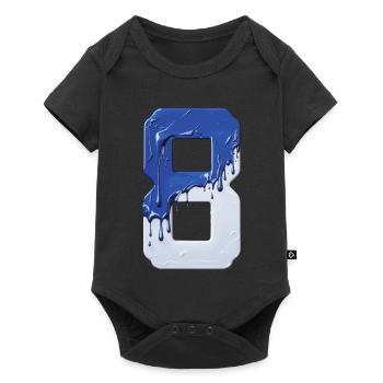 NR. 8 NUMMER 8 BLAU WEIß 8. GEBURTSTAG - Baby Premium Kurzarmbody - Schwarz - Vorne