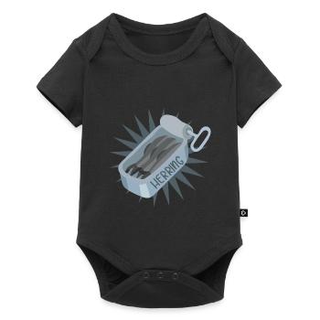 Silbriger Hering Küstenfischer - Baby Premium Kurzarmbody - Schwarz - Vorne