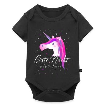 Einhorn gute Nacht Einhorn - Baby Premium Kurzarmbody - Schwarz - Vorne