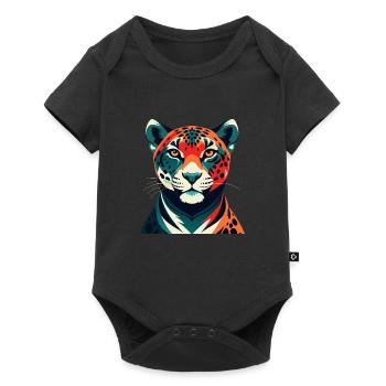 Léopard Dessin animé Personnage Animal de compagnie coloré - Body à manches courtes Premium Bébé - noir - Devant